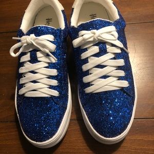 Corkys Glaring Sneaker -Electric Blue Chunky Glitter